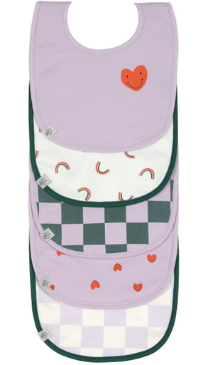 [474186] Laessig | Slabbetje Happy Rascals Heart Lavender Badstof Value Pack 5-pack