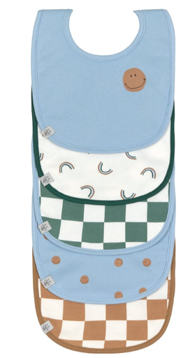 [474187] Laessig | Slabbetje Happy Rascals Smile Sky Blue Badstof Value Pack 5-pack