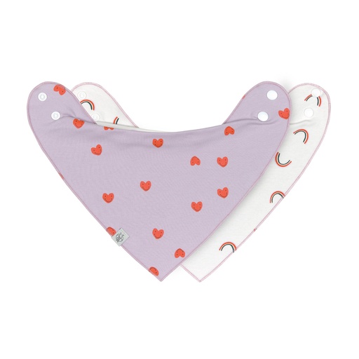 [474188] Laessig | Spuugdoekje Happy Rascals Heart Lavender Drukknopensluiting 2-pack