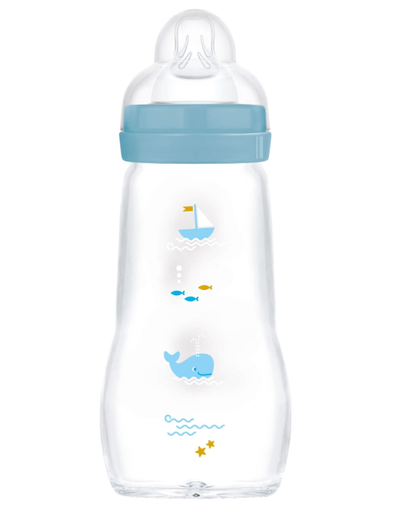 [438018] Mam | Breedhalsfles Feel Good Glas Boy Blue 260ml