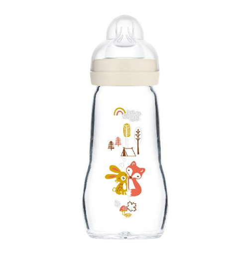 [438020] Mam | Breedhalsfles Feel Good Glas Uni Taupe 260ml