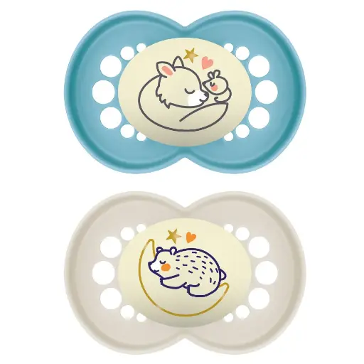 [474163] Mam | Fopspeen Original Night Silicon Blauw 6-16M