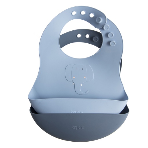 [440009] Trixie | Slabbetje Mrs. Elephant Siliconen Blauw 2-pack