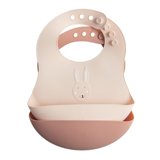 [440010] Trixie | Slabbetje Mrs. Rabbit Siliconen Roze 2-pack