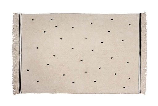 [469687] KAMERTAPIJT, Emily, dots cream, zwart/ ecru, all over stippen print, rechthoek model, getuft katoen, 120x170cm
