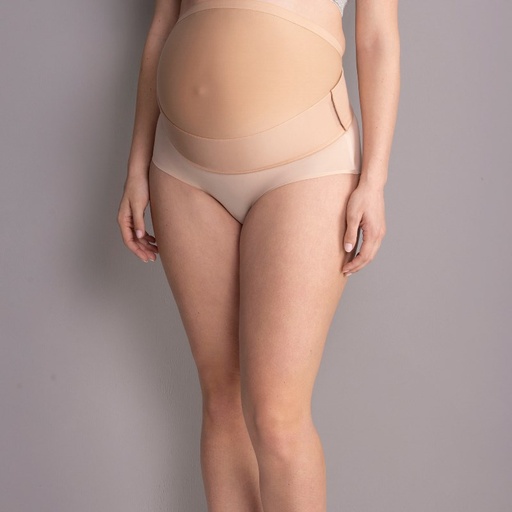 [438245] STEUNBAND, Babybelt, XS, deep sand, uni, ecru, ondersteuning voor buik en rug, meegroeiend, met buikband