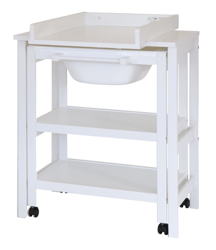 [453597] WASTAFEL (MET BAD), Lola, white, zwart, wit bad, 87x101x77cm, 2 open nis(sen), verzorgingstafel