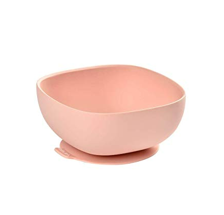 [365490] Beaba | Kom Vierkant Silicone met Zuignap Pink