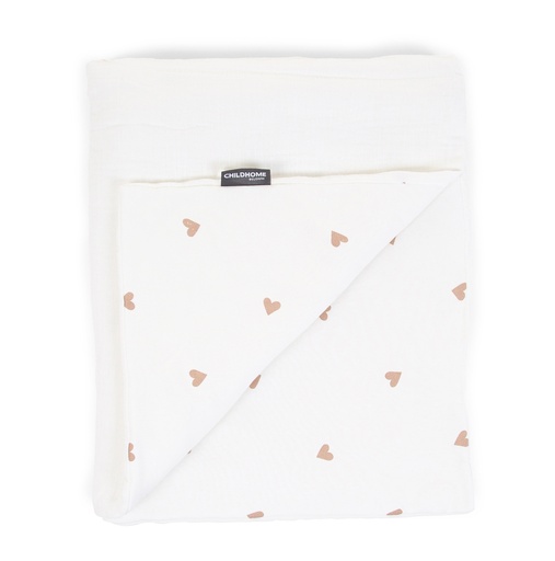 [401215] Childhome | Donsovertrek 100x140, hearts, all over hartjes motief - uni, jersey/tetra, +sloop, vr babybed