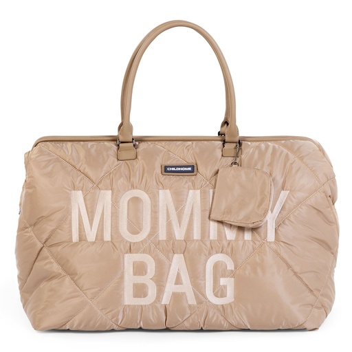 [423012] VERZORGINGSTAS, Mommy Bag Puffered, beige, gematelasseerd/print Mommy Bag, nylon, +luiermat, +schouderriem, 2021