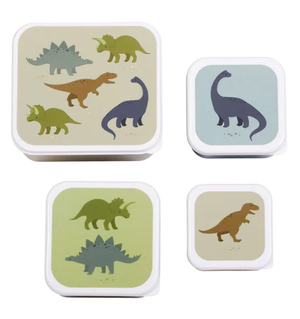 [124405977] A Little Lovely Company | Bewaarpotje Lunch & Snackbox Set Dinosaurussen 4-delig