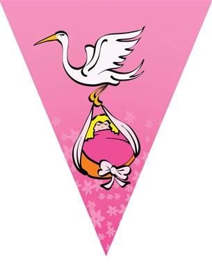 [229370] Funny Fashion | Vlaggenlijn Roze Ooievaar met Baby PVC 5m