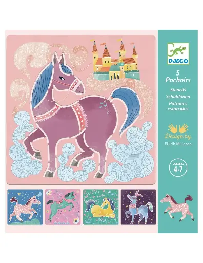 [130687100] Djeco tekensjablonen paarden