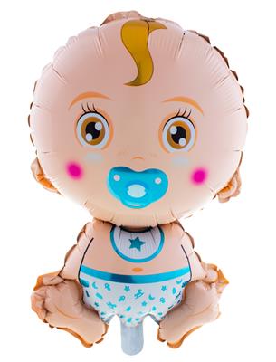 [402184] BALLON, Baby Jongen, lichtblauw, blauw, uni, vorm: baby, dia: 67.5 cm, 1 stuk(s)