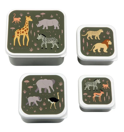 [136901232] A Little Lovely Company | Bewaarpotje Lunch & Snack Box Savanna 4-delig