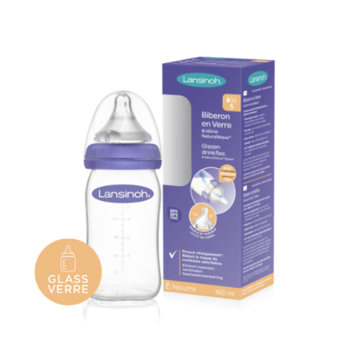 [328410] Lansinoh | Breedhalsfles Borosilicaatglas met NaturalWave Speen 160 ml 