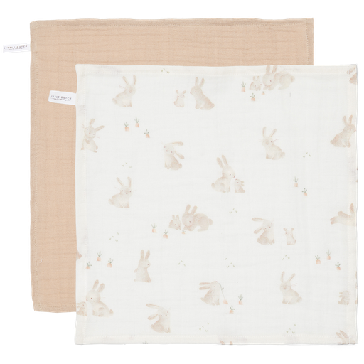 [469782] Little Dutch | Monddoekje Newborn Naturals Baby Bunny Beige/Wit/Ecru 25x25cm 2-pack