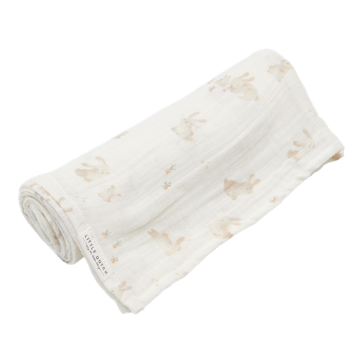 [469788] Little Dutch | Tetra Doek Newborn Naturals Baby Bunny Wit 120x120cm