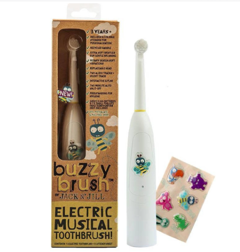 [366230] Jack 'n Jill | Tandenborstel Elektrisch Buzzy Brush Electric Musical Tootbrush +Reliëf Stickers +36m