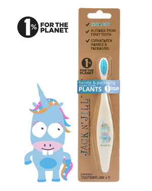 [388108] GEWONE TANDENBORSTEL, unicorn, wit/ blauw, Bio Toothbrush, 100% afbreekbaar materiaal, 1 stuk, tandverzorging
