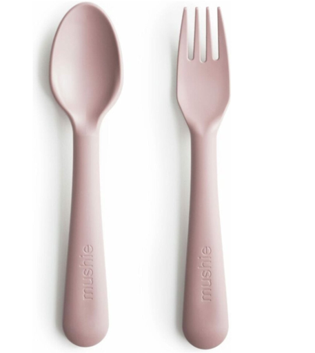 [406383] Mushie | Bestek Fork & Spoon Blush Roze
