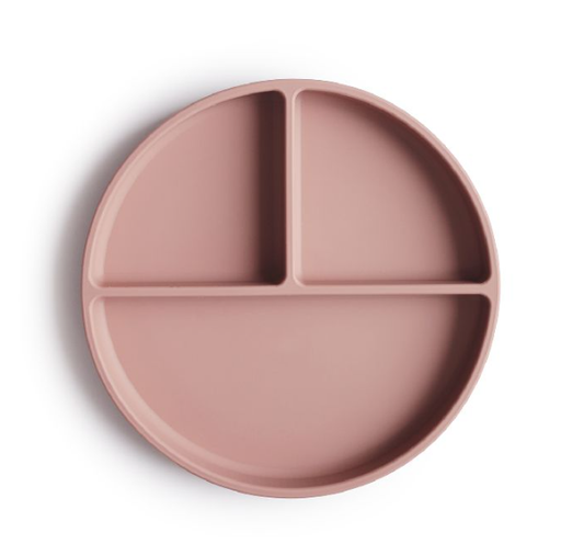 [409473] Mushie | Plat Bord Silicone Met Zuignap en Vakverdeling Blush 