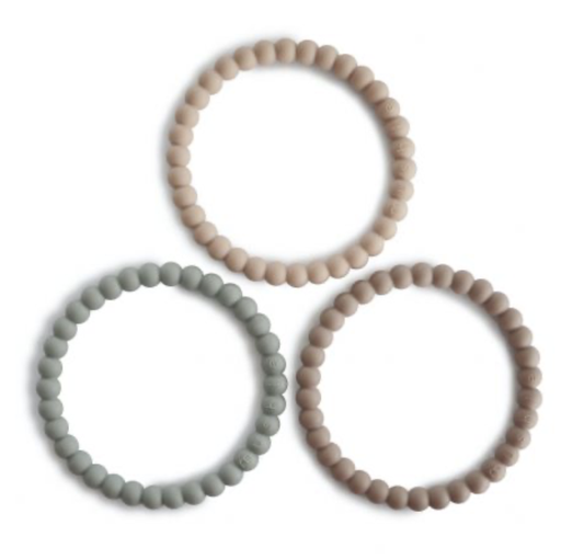 [429312] Mushie | Bijtring Bracelet Sage/Tuscany/Dese Siliconen Groen/Bruin/Ecru +3m