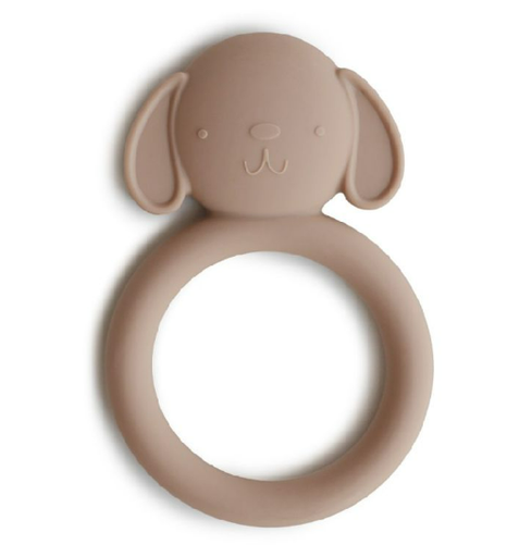 [429320] Mushie | Bijtring Teether Dog Natural Siliconen Bruin +0m