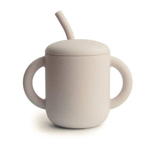 [429325] Mushie | Drinkbeker Training Cup+Straw Shifting Sand Silicone Ecru