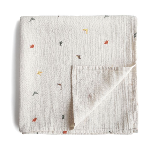 [430509] Mushie | Tetra Doek Dino Deken/Wikkeldeken 120x120cm