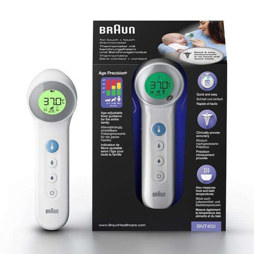 [434328] Braun | Koortsthermometer Digitaal BNT400 WIT 3in1 Voorhoofdsthermometer 