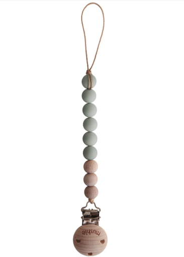 [441739] Mushie | Fopspeenketting Eva Sage Siliconen/Hout