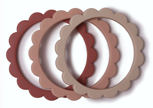 [451739] Mushie | Bijtring Flower Bracelet Blush/Rose/Shifting Sand Siliconen Roze +3m