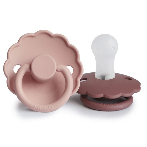 [451868] Frigg | Fopspeen Daisy Ortho/Physio Blush/Woodchuck Siliconen Speen T1 0-6m 2-pack