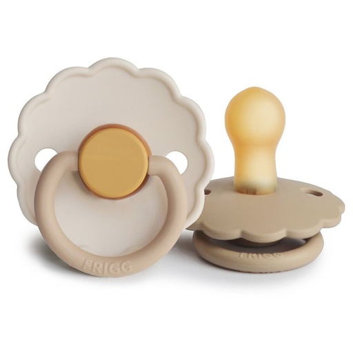 [451897] Frigg | Fopspeen Daisy Blooming o/p Rub Biscuit/Cream Rubber Speen Ortho/Physio T2 6-18m 2-pack