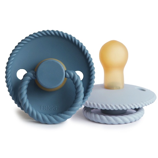 [453703] Frigg Fopspeen Rope Ocean View/Powder Blue Rubber Speen Ortho/Physio T1 0-6m 2-pack