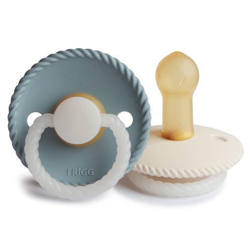 [454523] Frigg | Fopspeen Rope Night Stone Blue/Cream Rubber Speen Ortho/Physio T2 6-18m 2-pack
