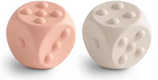 [466437] Mushie | Educatief Speelgoed Press Toy Dice Siliconen Blush/Shifting Sand