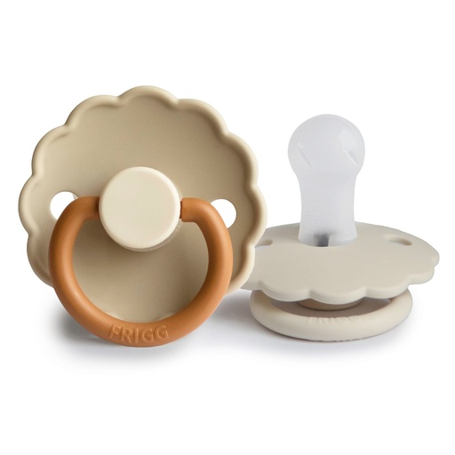 [466475] Frigg | Fopspeen Daisy Blooming Ortho/Physio Silicone Desert/Cream T1 0-6m 2-pack