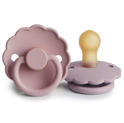 [466498] Frigg | Fopspeen Daisy Ortho/Physio Latex Speen Baby Pink/Soft Lilac 0-6m 2-pack