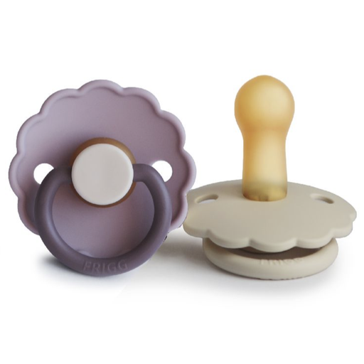 [466501] Frigg | Fopspeen Daisy Ortho/Physio Rubber Lavender Haze/Cream T1 0-6m 2-pack