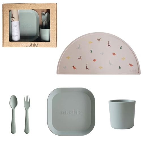 [473462] Mushie | Eetset Giftbox Dinnerware Square PP Sage 5-pack