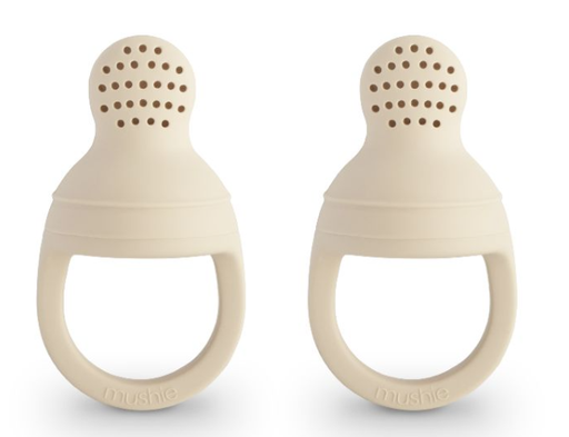 [473656] Mushie | Sabbelspeen Silicone Fresh Food Feeder Shifting Sand 2-pack
