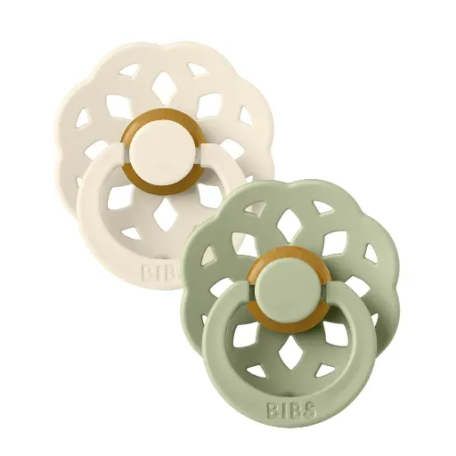 [434183] Bibs | Fopspeen T1 Latex Rond Boheme Ivory/Sage 0-6m 2-Pack
