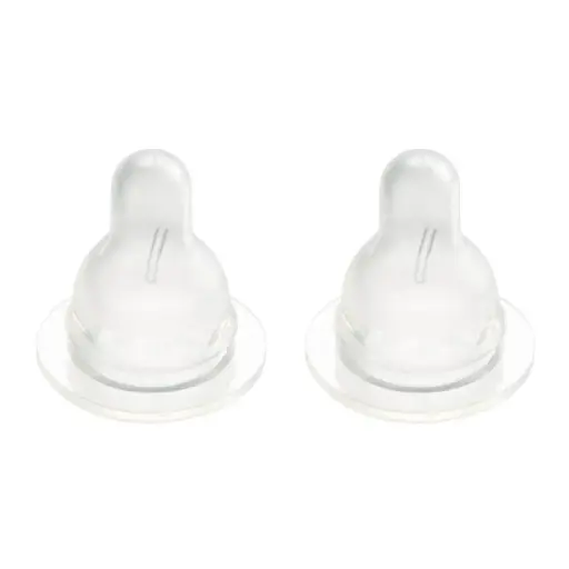 [187432] Difrax | Zuigspeen Wide Large 1 Gaatje Transparant Siliconen vr Fles Wide +6m 2-pack