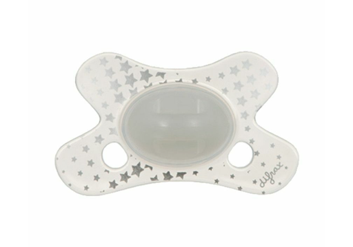 [263707] Difrax | Fopspeen Natural GID Ster Glow in the Dark Siliconen Speen Ortho/Physio 0-6m
