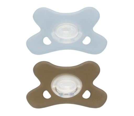[456873] Difrax | Fopspeen Natural Ice/Clay Volledig Siliconen Fopspeen Ortho/Physio 0-6M 2-pack