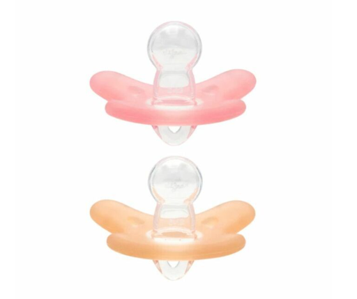 [456882] Difrax | Fopspeen Natural Raspberry/Caramel Volledig Siliconen Fopspeen Ortho/Physio 6-12m 2-pack