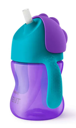 [315617] Avent | Drinkbeker Met rietje 200ml Blauw/Paars Kunststof
