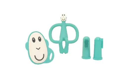 [426934] Matchstick Monkey | Starter Set Groen Siliconen 2 x Bijtring + 2 x Vingertandenborstel 